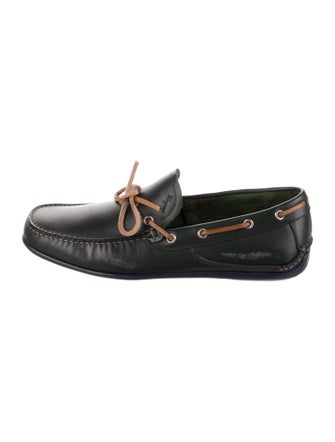 Salvatore Ferragamo Leather Bow Accents Moccasins