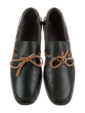 Salvatore Ferragamo Leather Bow Accents Moccasins