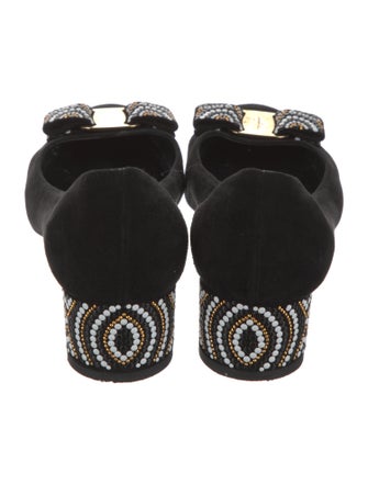 Salvatore Ferragamo Suede Bow Accents Pumps