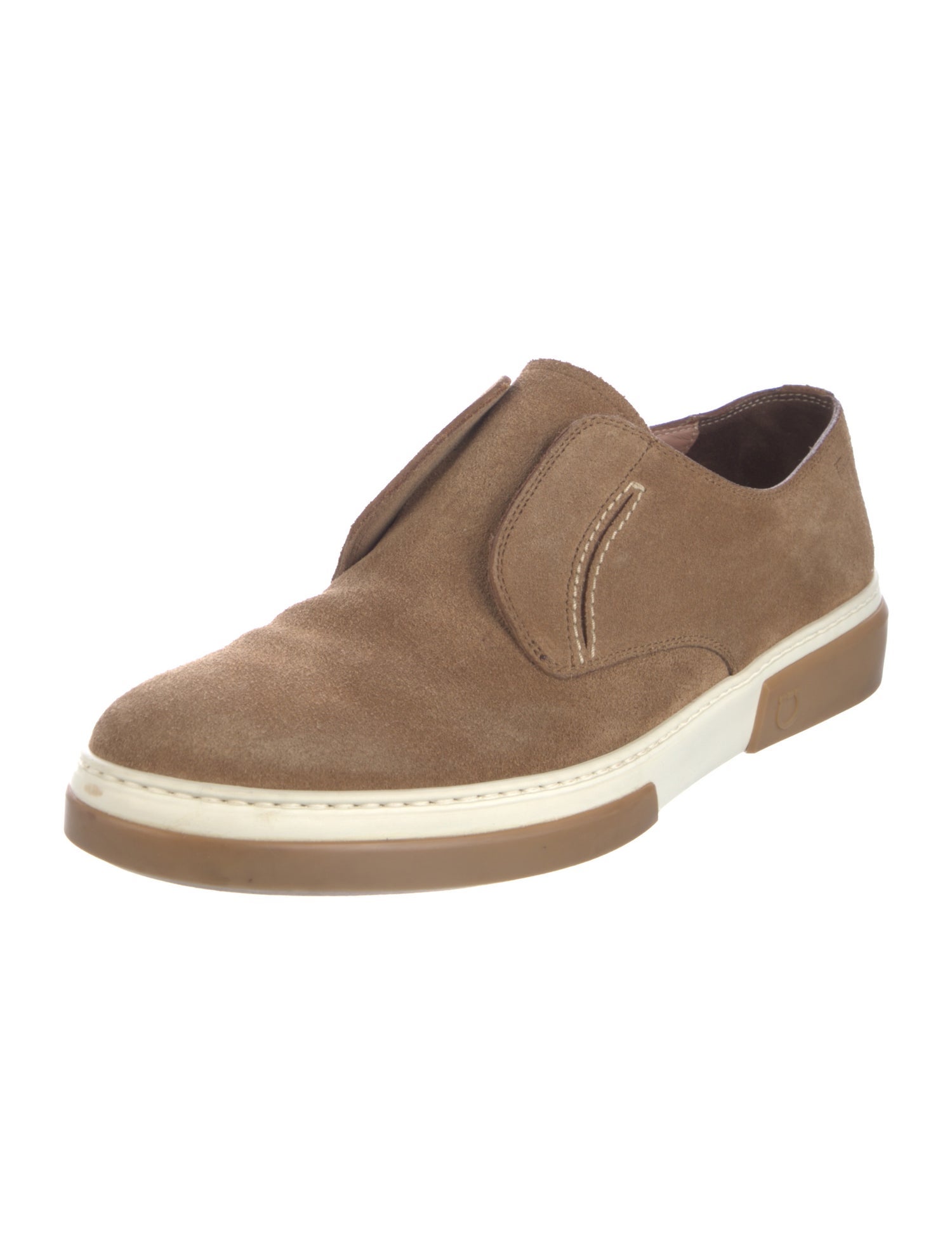 Salvatore Ferragamo Suede Colorblock Pattern Sneakers