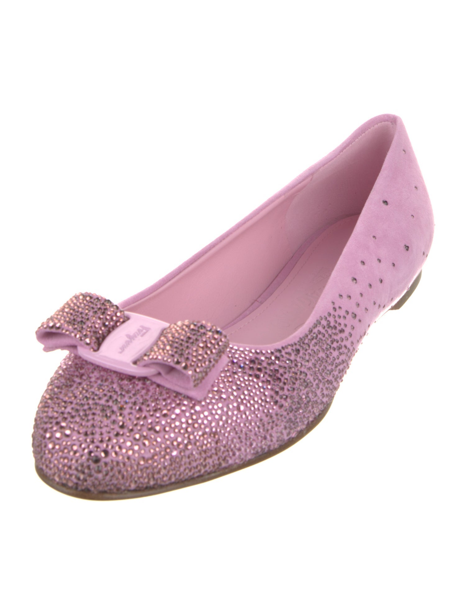 Salvatore Ferragamo Suede Bow Accents Ballet Flats w/ Tags