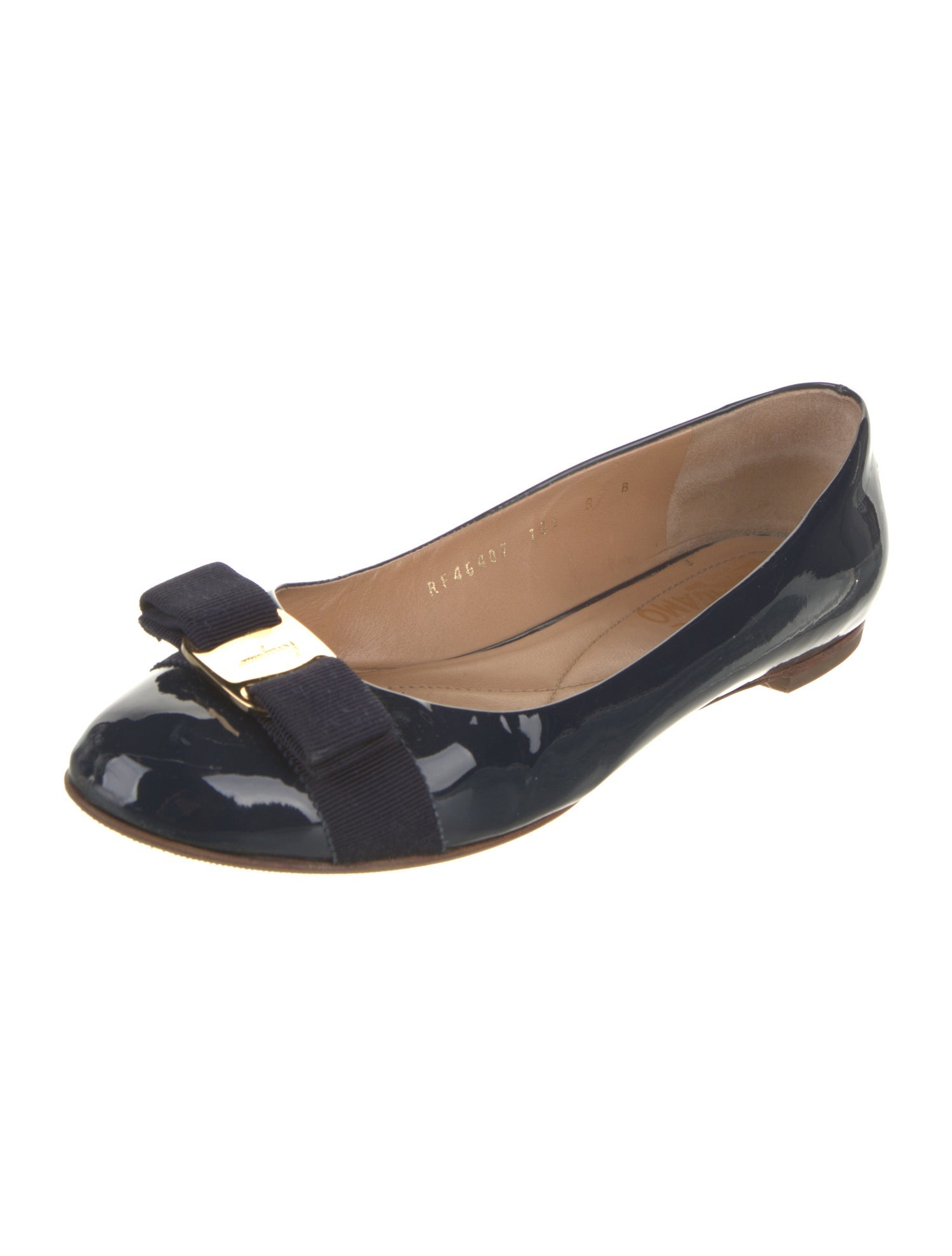 Salvatore Ferragamo Vara Bow Accent Patent Leather Ballet Flats