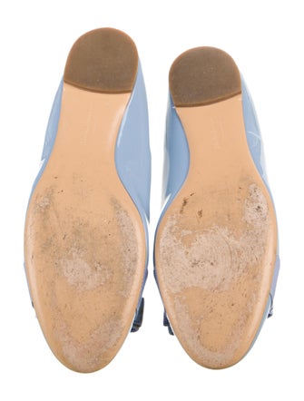 Salvatore Ferragamo Patent Leather Bow Accents Ballet Flats