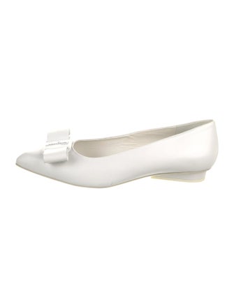 Salvatore Ferragamo Leather Bow Accents Ballet Flats