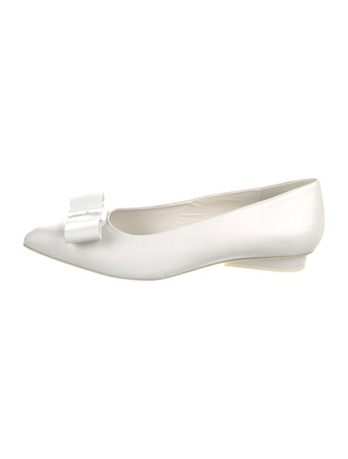 Salvatore Ferragamo Leather Bow Accents Ballet Flats