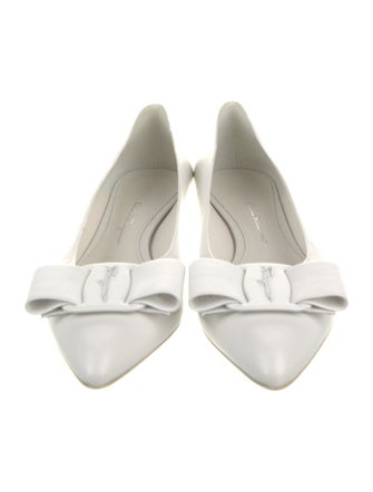 Salvatore Ferragamo Leather Bow Accents Ballet Flats