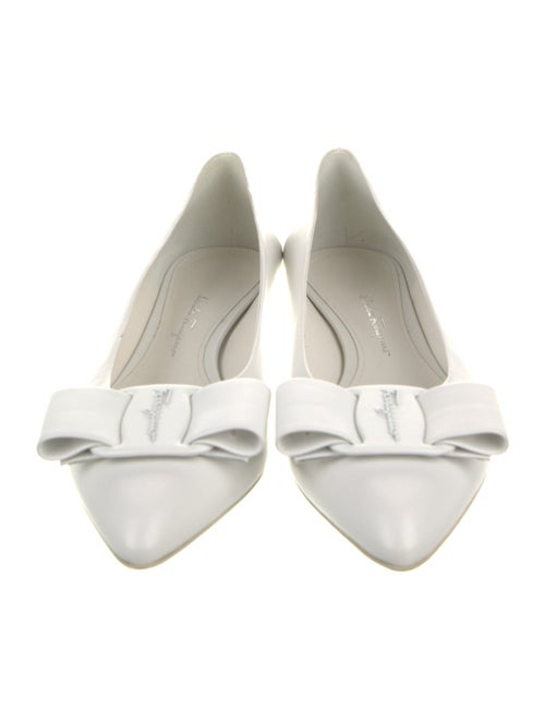Salvatore Ferragamo Leather Bow Accents Ballet Flats