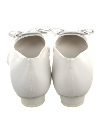 Salvatore Ferragamo Leather Bow Accents Ballet Flats