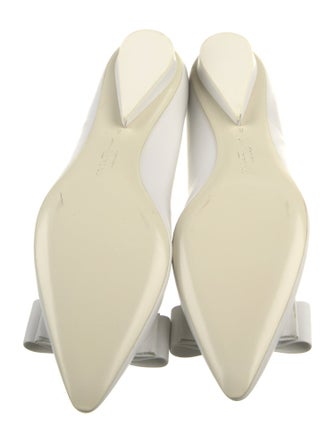 Salvatore Ferragamo Leather Bow Accents Ballet Flats