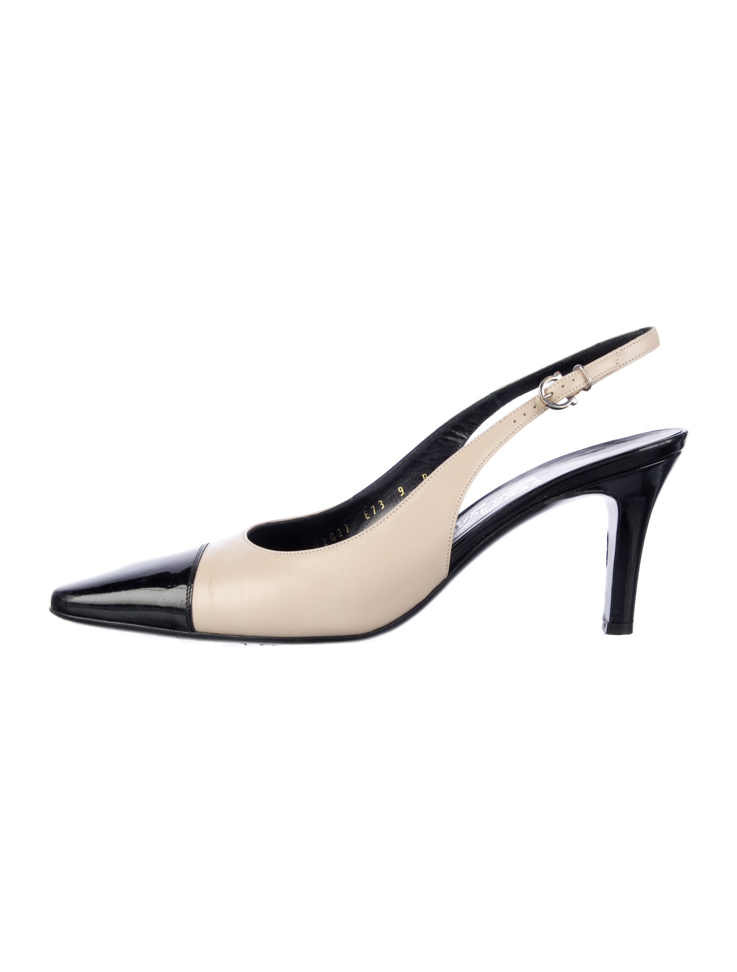 Salvatore Ferragamo Leather Colorblock Pattern Slingback Pumps