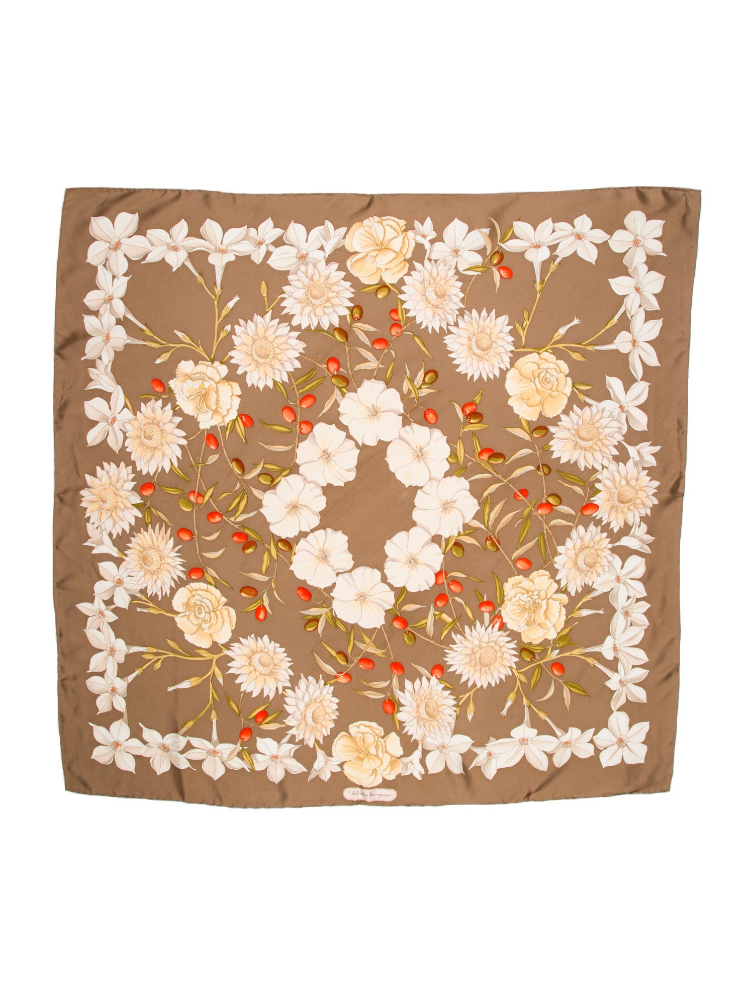 Salvatore Ferragamo Silk Floral Print Scarf