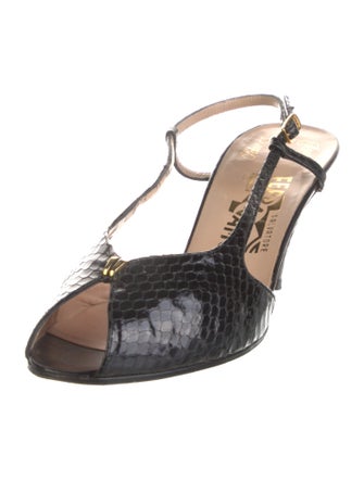 Salvatore Ferragamo Snakeskin Slingback Pumps