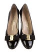 Salvatore Ferragamo Patent Leather Bow Accents Flats