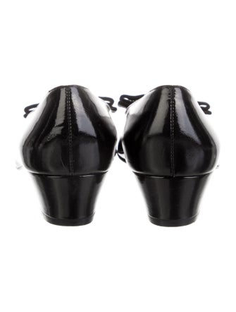 Salvatore Ferragamo Patent Leather Bow Accents Flats