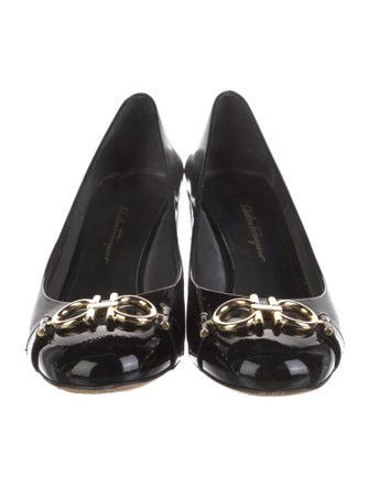 Salvatore Ferragamo Gancini Logo Patent Leather Pumps