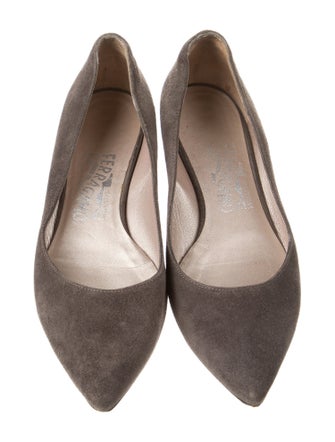 Salvatore Ferragamo Vara Bow Accent Suede Flats