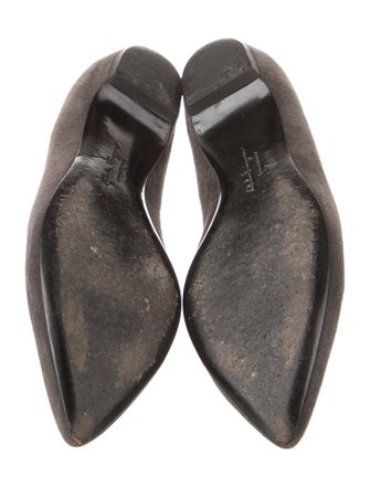 Salvatore Ferragamo Vara Bow Accent Suede Flats