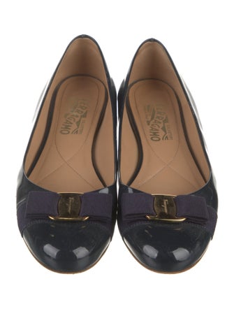 Salvatore Ferragamo Vara Bow Accent Patent Leather Ballet Flats