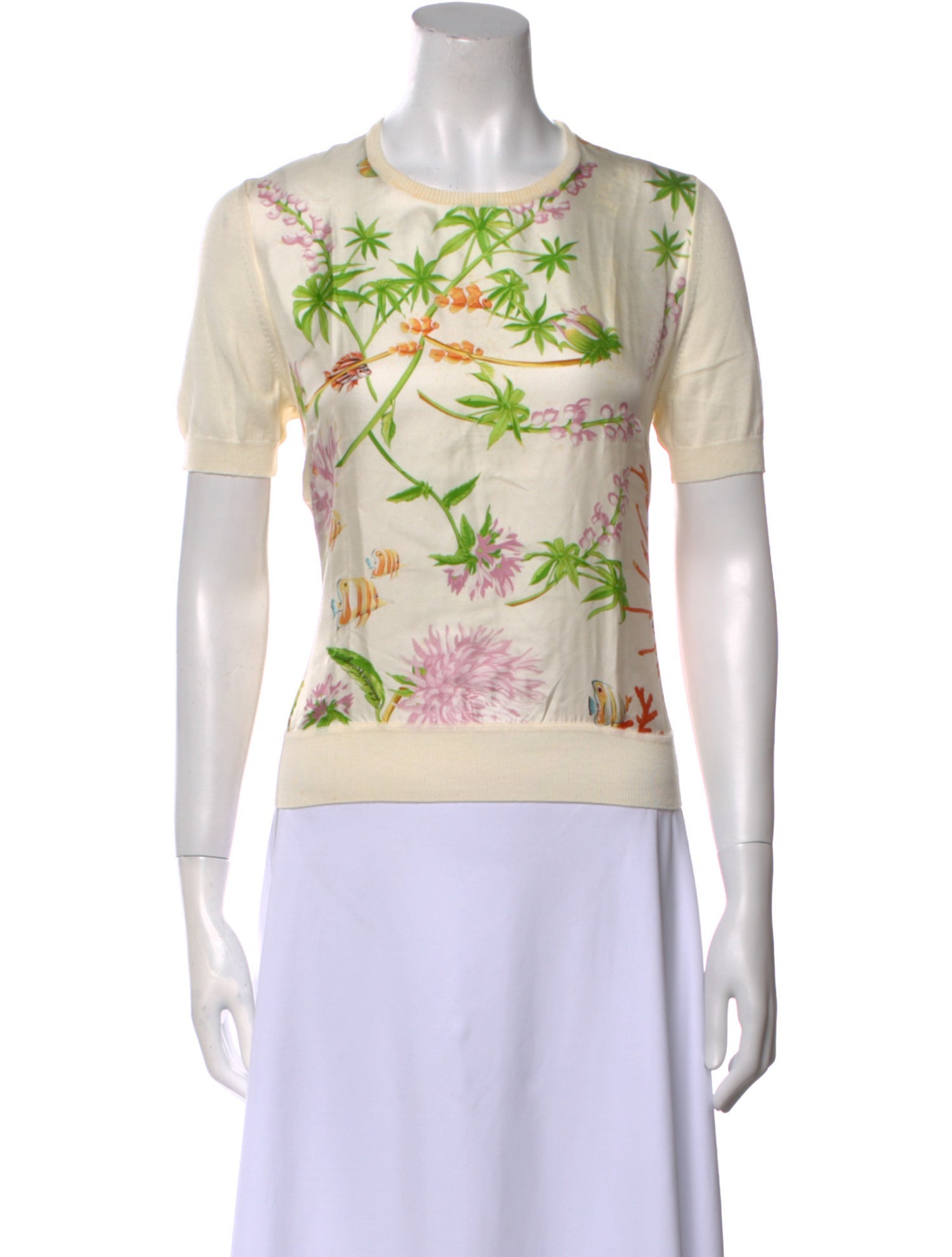 Salvatore Ferragamo Floral Print Crew Neck T-Shirt