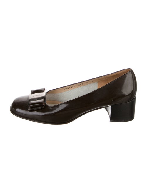 Salvatore Ferragamo Patent Leather Bow Accents Pumps