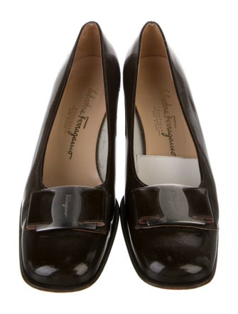 Salvatore Ferragamo Patent Leather Bow Accents Pumps