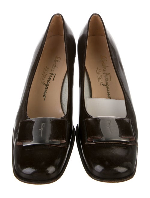 Salvatore Ferragamo Patent Leather Bow Accents Pumps