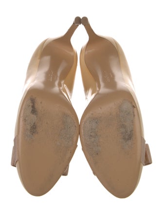Salvatore Ferragamo Patent Leather Bow Accents Pumps