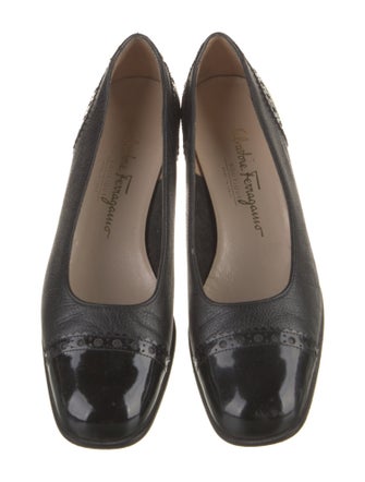Salvatore Ferragamo Leather Lasercut Accents Flats
