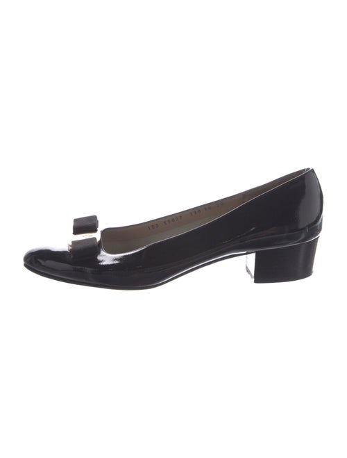 Salvatore Ferragamo Patent Leather Bow Accents Pumps