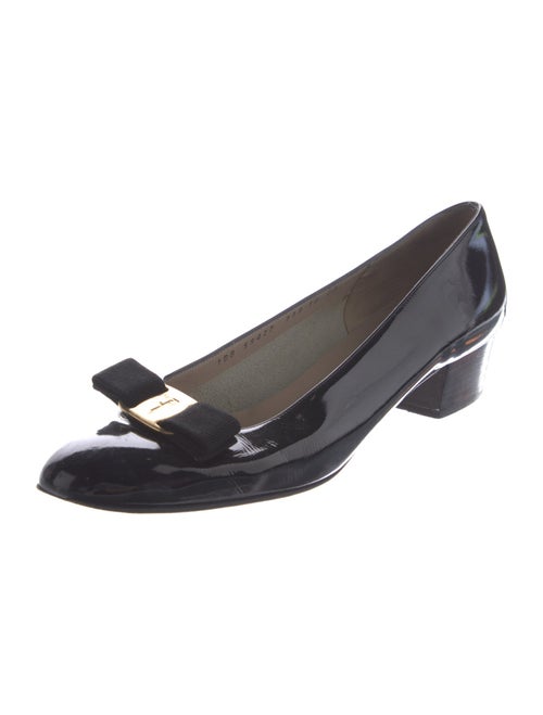 Salvatore Ferragamo Patent Leather Bow Accents Pumps