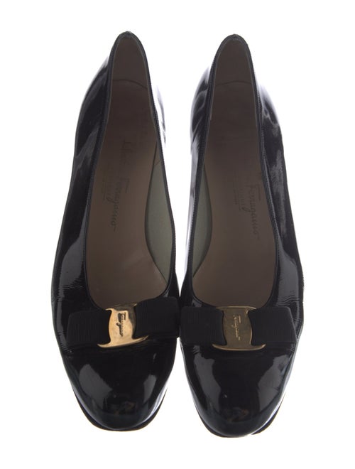 Salvatore Ferragamo Patent Leather Bow Accents Pumps