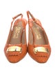 Salvatore Ferragamo Snakeskin Fringe Trim Accent Slingback Pumps