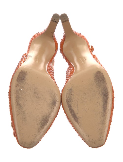 Salvatore Ferragamo Snakeskin Fringe Trim Accent Slingback Pumps