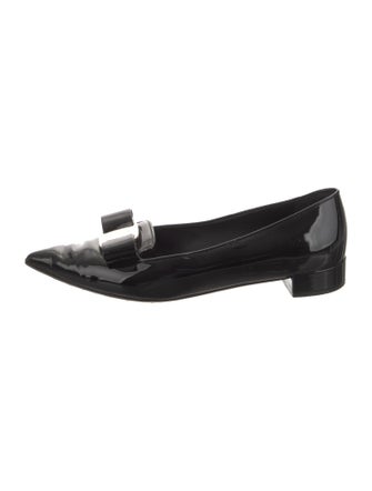 Salvatore Ferragamo Patent Leather Bow Accents Flats