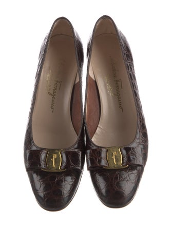 Salvatore Ferragamo Crocodile Animal Print Ballet Flats