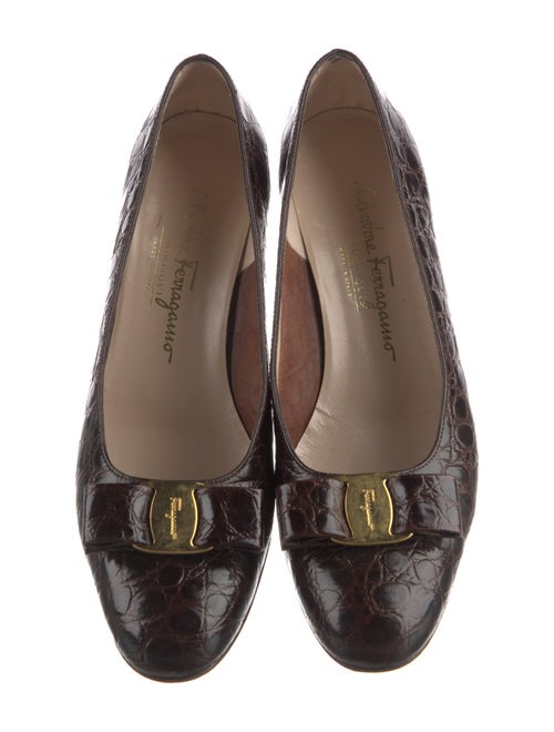 Salvatore Ferragamo Crocodile Animal Print Ballet Flats