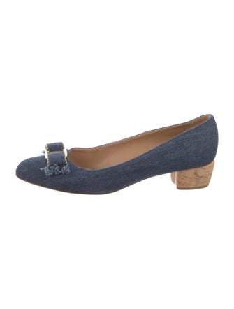 Salvatore Ferragamo Vara Bow Accent Denim Pumps