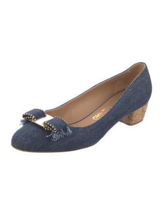 Salvatore Ferragamo Vara Bow Accent Denim Pumps