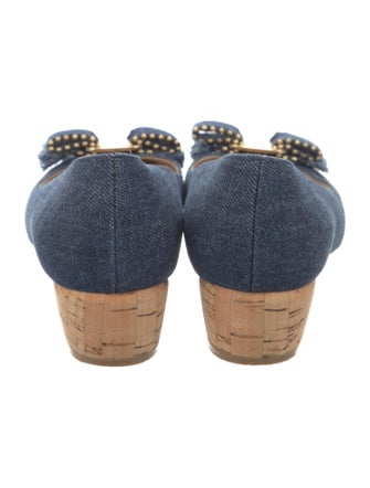 Salvatore Ferragamo Vara Bow Accent Denim Pumps