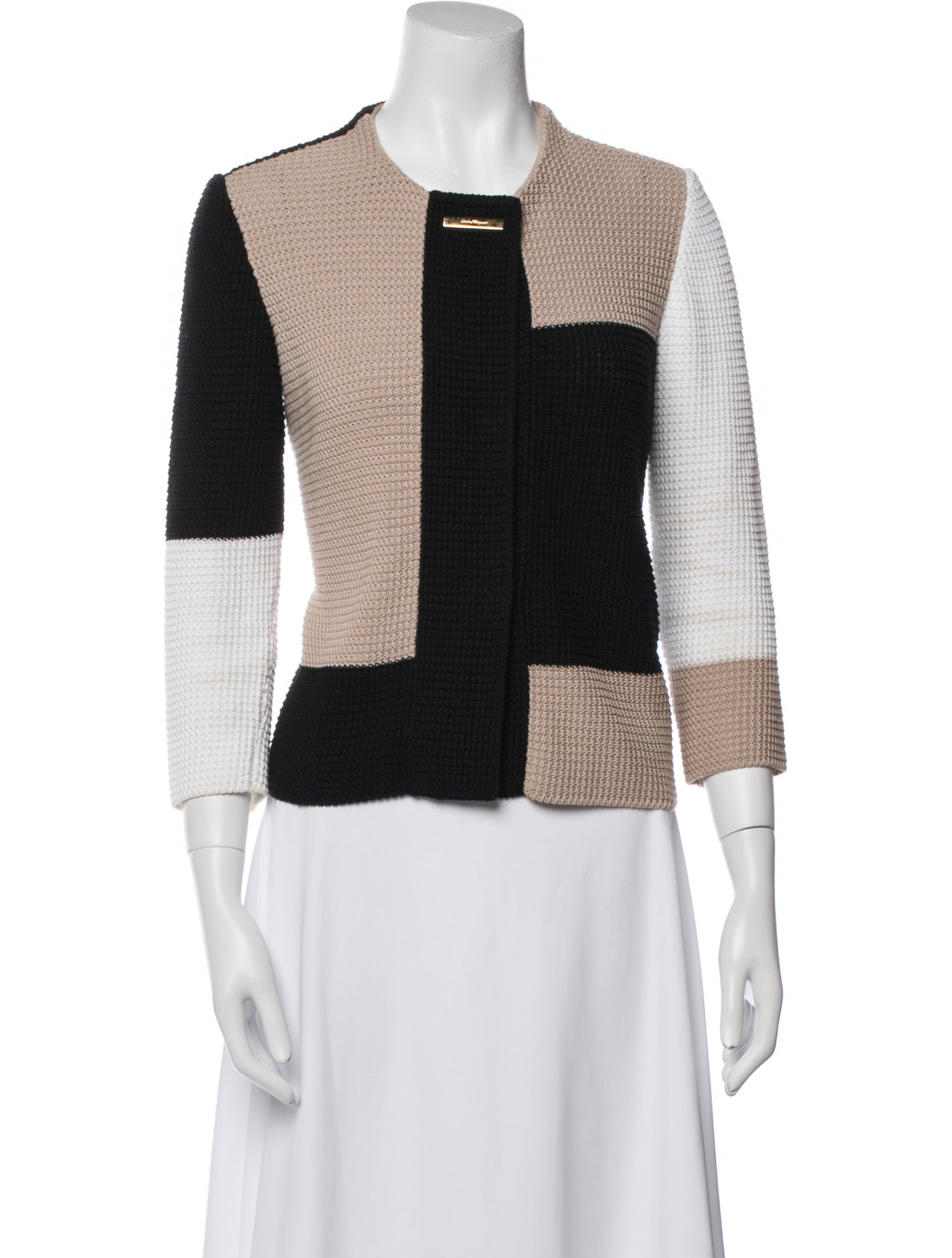 Salvatore Ferragamo Colorblock Pattern Crew Neck Sweater