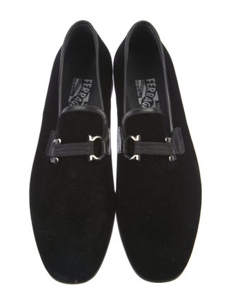 Salvatore Ferragamo Gancini Logo Velvet Slippers