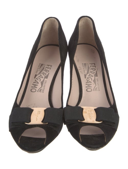 Salvatore Ferragamo Suede Bow Accents Pumps