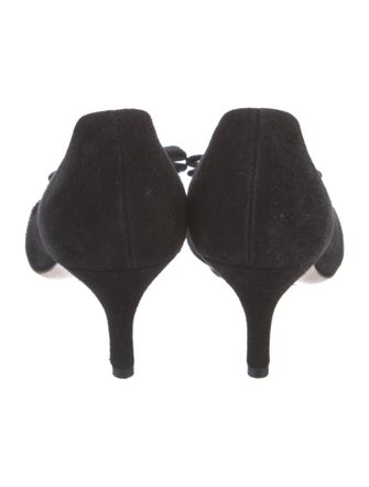 Salvatore Ferragamo Suede Bow Accents Pumps