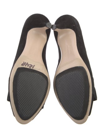 Salvatore Ferragamo Suede Bow Accents Pumps