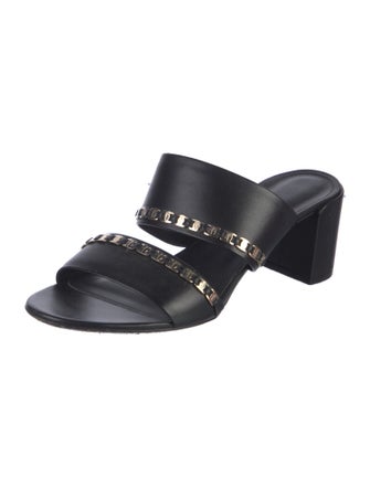Salvatore Ferragamo Leather Chain-Link Accents Slides