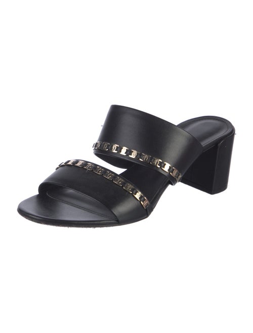 Salvatore Ferragamo Leather Chain-Link Accents Slides