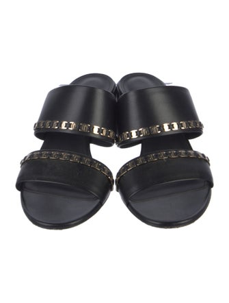 Salvatore Ferragamo Leather Chain-Link Accents Slides