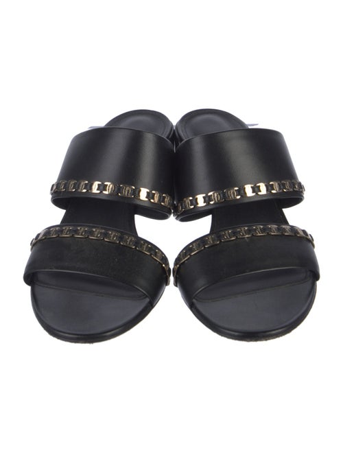 Salvatore Ferragamo Leather Chain-Link Accents Slides