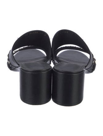 Salvatore Ferragamo Leather Chain-Link Accents Slides