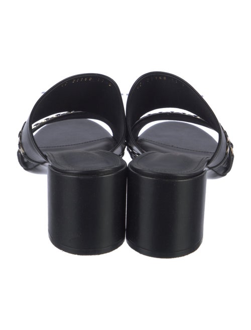 Salvatore Ferragamo Leather Chain-Link Accents Slides